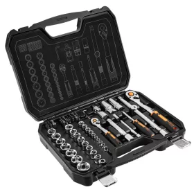   NEO TOOLS Dugókulcskészlet + bitkészlet 1/2", 1/4", 73db 25 év garanciával 10-054