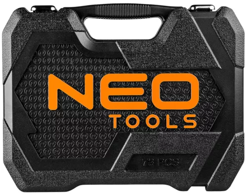 NEO TOOLS Dugókulcskészlet + bitkészlet 1/2", 1/4", 73db 25 év garanciával 10-054