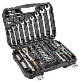   NEO TOOLS Dugókulcskészlet + szerszámkészlet 1/2", 1/4", 82db 25 év garanciával 10-059