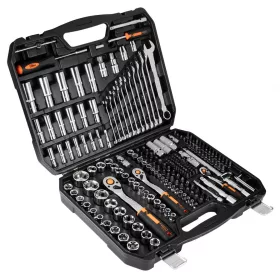   NEO TOOLS Dugókulcskészlet + szerszámkészlet 1/4", 3/8", 1/2", 219db 25 év garanciával 10-076