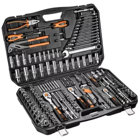   NEO TOOLS Dugókulcskészlet + szerszámkészlet 1/4", 3/8", 1/2", 233db 25 év garanciával 10-078