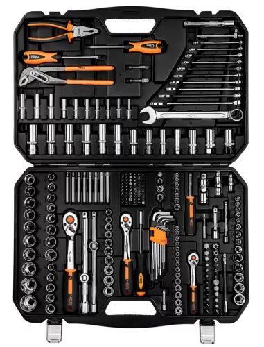 NEO TOOLS Dugókulcskészlet + szerszámkészlet 1/4", 3/8", 1/2", 233db 25 év garanciával 10-078