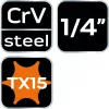 NEO TOOLS Torx dugókulcs 1/4" 37mm TX15 10-323
