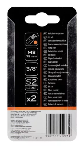 NEO TOOLS Spline bit, 3/8", M8x75mm, S2, 2db 10-906