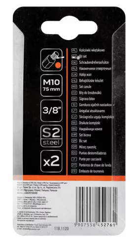 NEO TOOLS Spline bit, 3/8", M10x75mm, S2, 2db 10-908