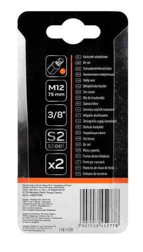NEO TOOLS Spline bit, 3/8", M12x75mm, S2, 2db 10-910