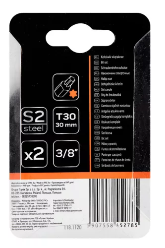 NEO TOOLS Torx bit, 3/8", T30x30mm, S2, 2db 10-920
