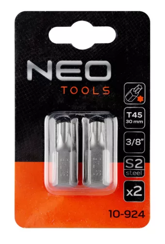 NEO TOOLS Torx bit, 3/8", T45x30mm, S2, 2db 10-924
