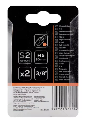 NEO TOOLS Imbusz bit, 3/8", 5x30mm, S2, 2db 10-970