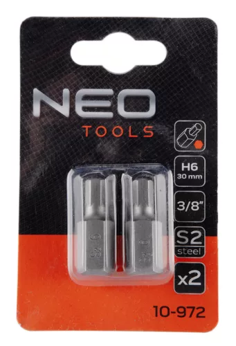NEO TOOLS Imbusz bit, 3/8", 6x30mm, S2, 2db 10-972