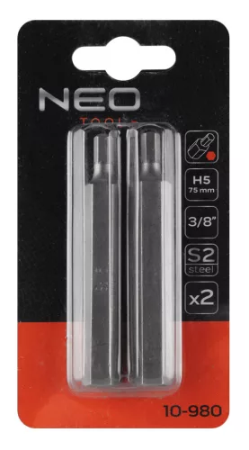 NEO TOOLS Imbusz bit, 3/8", 5x75mm, S2, 2db 10-980
