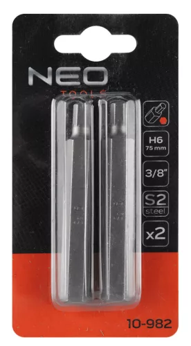 NEO TOOLS Imbusz bit, 3/8", 6x75mm, S2, 2db 10-982