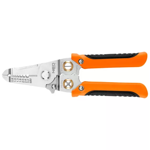 NEO TOOLS Krimpelő-, kábelsaru fogó, 6az1ben, 0,8-3,2mm 01-549