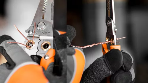 NEO TOOLS Krimpelő-, kábelsaru fogó, 6az1ben, 0,8-3,2mm 01-549