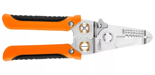 NEO TOOLS Krimpelő-, kábelsaru fogó, 6az1ben, 0,8-3,2mm 01-549