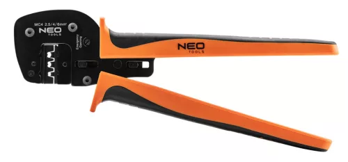 NEO TOOLS Napelem szerelő szerszámkészlet, 5db, kábelcsupaszító, kábelvágó, krimpelő fogó, csatlakozó fogók, kofferben 01-559