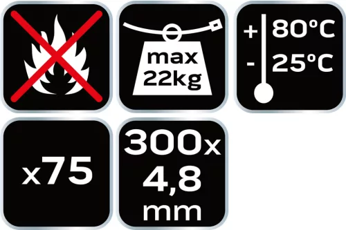 NEO TOOLS KÁBELKÖTEGELŐ, gyorskötöző, 4,8mm x 300mm, fehér, 75db 01-609