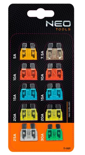 NEO TOOLS Gépkocsi biztositék készlet, 10db 11-991