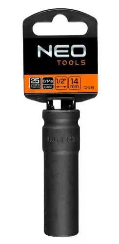 NEO TOOLS Hosszú Gépi dugókulcs 1/2", 14mm, Cr-Mo 12-314