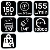 NEO TOOLS Pneumatikus excentercsiszoló 150mm, vákumos porelszívással 2 év garanciával 14-013