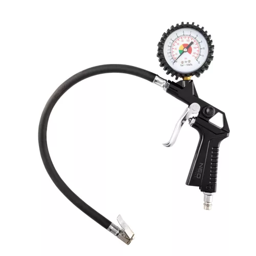 NEO TOOLS Pneumatikus kerékfúvó pisztoly, nyomásmérővel 63mm 14-714