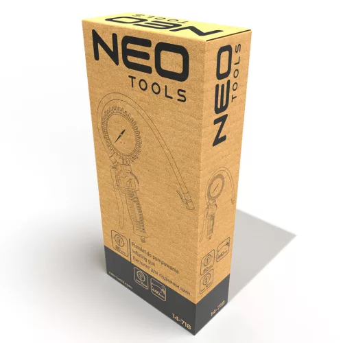 NEO TOOLS Pneumatikus kerékfúvó pisztoly, Profi, nyomásmérővel 80mm 14-718