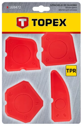 TOPEX Fugakihúzó készlet, 4db, szilikon, 6, 8, 9, 10, 12, 14, 15, 17, 21, 28 16B472