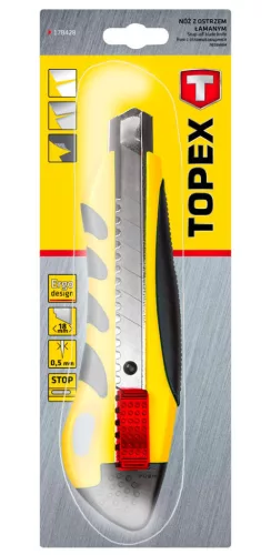 TOPEX Törhető pengés kés 18mm, fém vezetősín 17B428