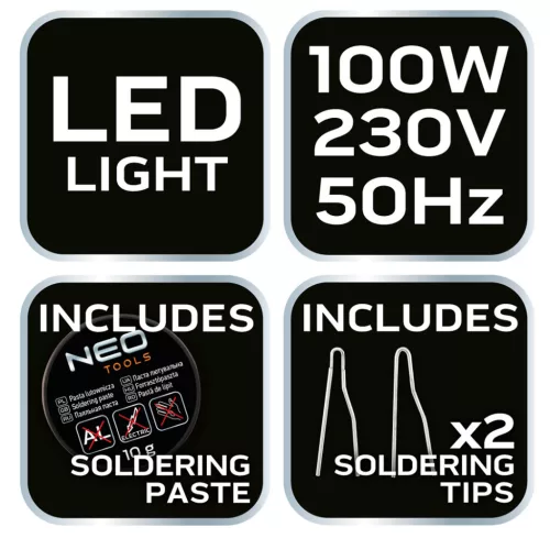 NEO TOOLS Forrasztópisztoly 100W 2 év garanciával 19-153