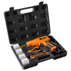   NEO TOOLS Műanyag forrasztó/hegesztő pisztoly készlet kapcsokkal 50W, 200 db kapocs 19-158
