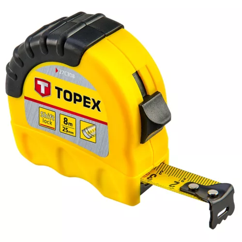 TOPEX Mérőszalag 8m / 25mm, "Shiftlock" 27C308