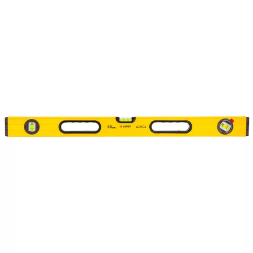 TOPEX Vízmérték, 60cm, 3 libella, 2 markolat, aluminium, ±0,5mm/m 29C602