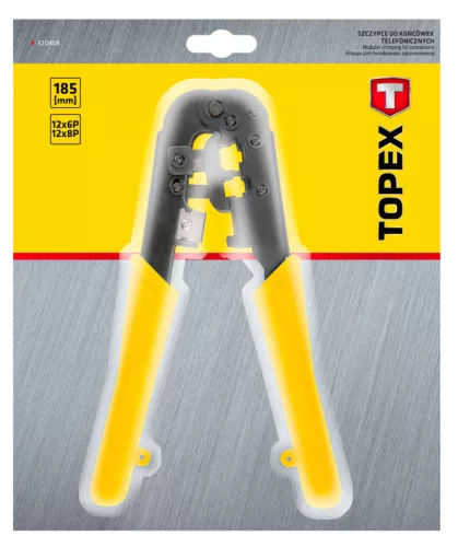 TOPEX Krimpelő-, kábelsarufogó 185mm, 6P, 8P 32D408