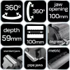 NEO TOOLS Satu 100mm, fémipari 360 fokban forgatható 35-030
