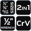 NEO TOOLS Cafni kulcsbetét, 2az1-ben, víz-fűtés csatlakozókhoz 1/2", 3/8", 15/32" 02-443