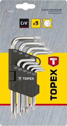 TOPEX Torxkulcs (ötágú) készlet TS10-50 9db, LYUKAS 35D950