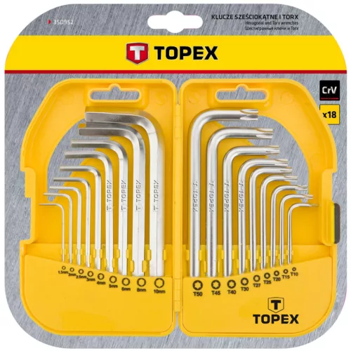 TOPEX IMBUSZ ÉS TORXKULCS készlet 18db 35D952