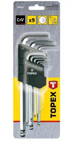 TOPEX Imbuszkulcs készlet 9db, 1.5-10mm, gömbfejes 35D957