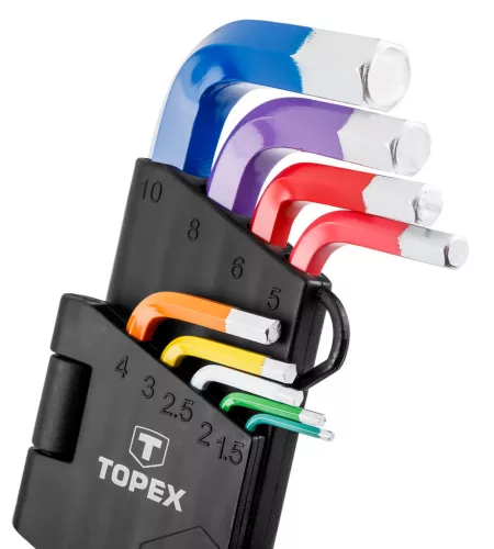 TOPEX Imbuszkulcs készlet 9db, SZÍNES 35D966