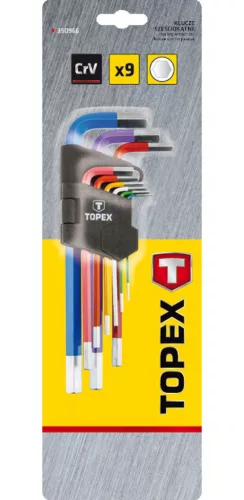 TOPEX Imbuszkulcs készlet 9db, SZÍNES 35D966