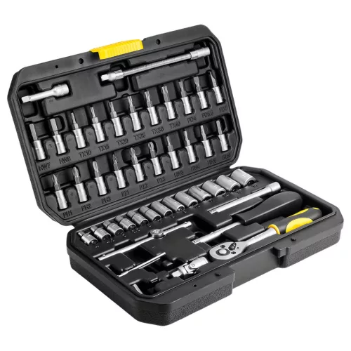TOPEX Dugókulcskészlet + bitkészlet 1/4" 46db 38D640