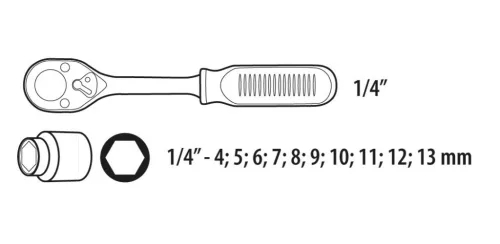 TOPEX Dugókulcskészlet 1/4" 11R 38D650
