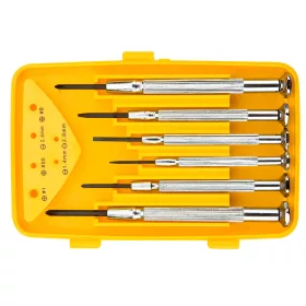   TOPEX Műszerész, Precíziós Csavarhúzó készlet, CRV, 6db, lapos: 1,4, 2,0, 2,4mm, kereszt: PH00, PH0, PH2 39D559