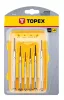 TOPEX Műszerész, Precíziós Csavarhúzó készlet, CRV, 6db, lapos: 1,4, 2,0, 2,4mm, kereszt: PH00, PH0, PH2 39D559
