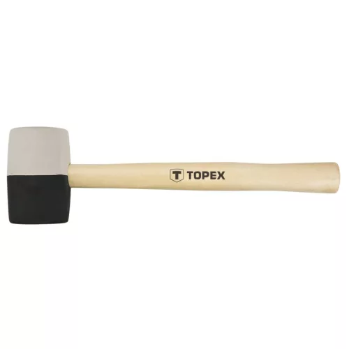TOPEX Gumikalapács 58mm 450g, fekete-fehér, fa nyél 02A354