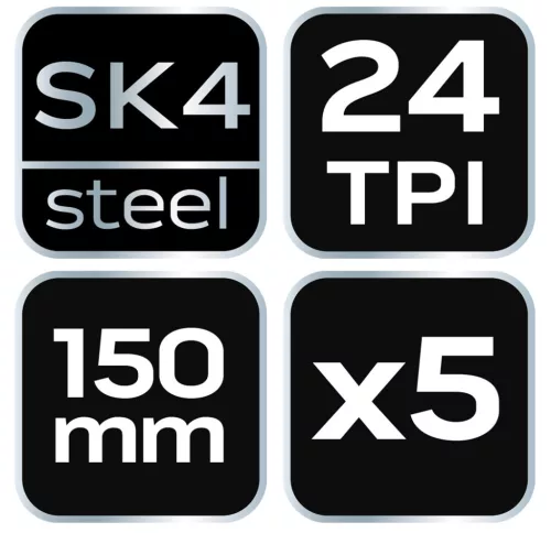 NEO TOOLS Fémfűrészlap készlet 150mm, 5db, 24TPI, egyoldalas 43-350