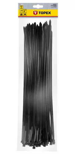 TOPEX KÁBELKÖTEGELŐ, gyorskötöző, 7,6mm x 500mm, fekete, 75db 44E983