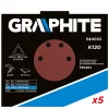 GRAPHITE Tépőzáras csiszolópapír K120, háromszög alakú 12 lyukakkal, 5db csiszolóhoz 59G264 54H033