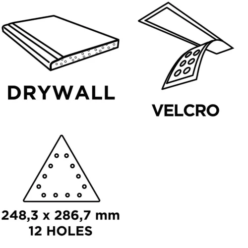 GRAPHITE Tépőzáras csiszolópapír K180, háromszög alakú 12 lyukakkal, 5db csiszológéphez 59G264 54H034