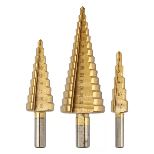 GRAPHITE Lépcsős fúró készlet, 3db-os, HSS-titán, 4-12mm, 4-20mm, 4-32mm 54T300